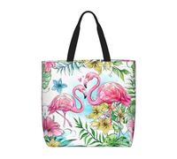 Pidgazdfgv Bolsa de compras ecológica con diseño de flores de flamenco, bolsa de compras, escuela, trabajo, laptop, mujeres y niñas, bolso de mano diario
