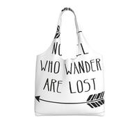 Pidgazdfgv Bolsa de lona reutilizable con texto en inglés "Not All Who Wander Are Lost" para compras diarias, regalo de viaje, enfermera, profesor