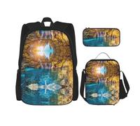 Pidgazdfgv Clean Water and Lake Landscape Mochila para niños y niñas, lonchera escolar, juego de mochila para estudiantes secundarios, estudiantes universitarios