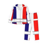 Pidgazdfgv Conjunto de pijama de manga larga para mujer, diseño de bandera de Francia, Negro, M