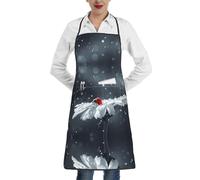 Pidgazdfgv Delantal ajustable de cocina con diseño de mariquita en margaritas, bolsillo grande, resistente a las gotas, delantal de cocina para hombres y mujeres