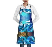 Pidgazdfgv Delantal de cocina ajustable con diseño de delfín, con bolsillo grande, resistente a las gotas de agua, para cocinero, para hombres y mujeres