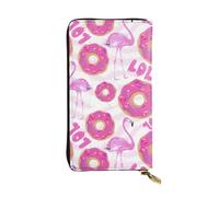 Pidgazdfgv Flamingo and Donuts - Cartera de piel con cremallera para mujer, con bloqueo RFID, gran capacidad, bolsa de viaje para mujer