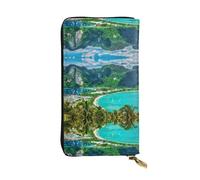 Pidgazdfgv Green Tropical Island - Cartera de piel con cierre de cremallera para mujer, con bloqueo RFID, gran capacidad, bolsa de viaje para mujer