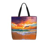 Pidgazdfgv Hermosa bolsa de la compra de playa al atardecer, respetuosa con el medio ambiente, para la escuela, el trabajo, laptop, mujeres y niñas, bolso de mano diario