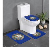 Pidgazdfgv Juego de 3 alfombrillas antideslizantes para baño, diseño de bandera del estado de New Hampshire, en forma de U, para inodoro, bañera y ducha