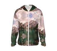 Pidgazdfgv Lake And Wood Cottage - Sudadera ligera con capucha y cremallera, manga larga, protección solar, protección solar, para pesca, senderismo, natación, correr, Negro, S-XXL