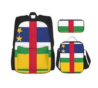 Pidgazdfgv Mochila con bandera de África Central, para niños y niñas, lonchera escolar, juego de mochila para estudiantes de secundaria, regalo para estudiantes universitarios