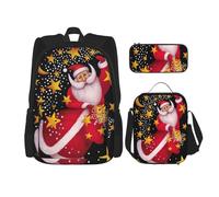 Pidgazdfgv Mochila de Feliz Navidad para niños y niñas, lonchera escolar, juego de bolsa de libros para estudiantes secundarios, estudiantes universitarios