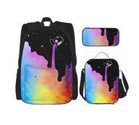 Pidgazdfgv Mochila de pigmento para niños y niñas, lonchera escolar, juego de bolsa de libros para estudiantes secundarios, estudiantes universitarios