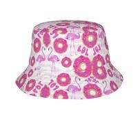 Pidgazdfgv Sombrero de pescador unisex con diseño de flamenco y donas, para exteriores, playa, pescador, escapada, vacaciones, regreso a clases, color negro