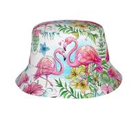 Pidgazdfgv Sombrero de pescador unisex con diseño de flores de flamenco, para exteriores, playa, pescador, escapada, vacaciones, vuelta a la escuela, color negro