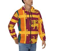 Pidgazdfgv Sudadera con capucha para hombre, con diseño de bandera de Sri Lanka, informal, con cordón de contraste, con cremallera, bolsillo Kaola para él, Negro, XL