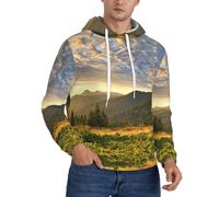 Pidgazdfgv Sunrise - Sudadera con capucha de forro polar para hombre, casual, con cordón de contraste y bolsillo Kaola, Negro, 4XL