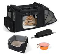 pidipiti Transportador extragrande y expandible de 25 x 17 x 17 pulgadas para viajes en coche de larga distancia, con una caja de arena portátil y a prueba de fugas para gatos