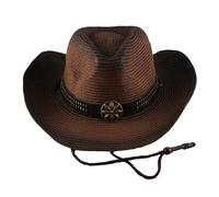 PIDUDU Sombreros de paja de vaquero, sombrero clásico de fieltro de ala ancha estilo occidental y sombrero de vaquera con hebilla para mujeres y hombres, Coffee, talla única