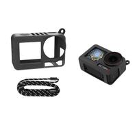 Pidynx Funda y correa de silicona + película de acero templado para cámara DJI OSMO Action 5 Pro, multicolor, correa para el cuello, cordón, cubierta de lente para accesorios OSMO Action 5 Pro (negro)