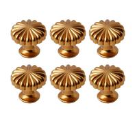 Pidynx Paquete de 4 pomos dorados de 1.2 pulgadas para cajones de aleación de zinc, tiradores de un solo agujero para cómoda, manijas de armario de flores para armarios de cocina (4, oro arena)