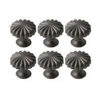 Pidynx Paquete de 4 pomos grises de 1.2 pulgadas, color gris cepillado, tiradores de aleación de zinc de un solo agujero para cómoda, manijas de armario de flores para armarios de cocina (4, gris