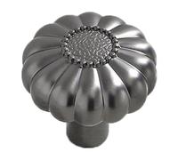 Pidynx Paquete de 4 pomos grises de 1.2 pulgadas de aleación de zinc de un solo agujero para cómodas, manijas de armario de flores de calabaza para armarios de cocina (4, gris cepillado)