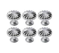 Pidynx Paquete de 4 pomos plateados de 1.2 pulgadas para cajones, de aleación de zinc, tiradores de un solo agujero para cómoda, manijas de armario de flores para armarios de cocina (4, plateado