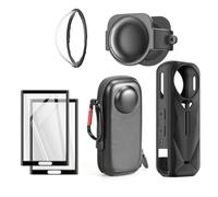 Pidynx Paquete de protección para Insta360 X5, funda de silicona + cubierta de lente + lente protectora de PC + bolsa de almacenamiento + 2 protectores de pantalla de vidrio templado, cobertura