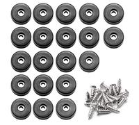 Pie de Goma Redondo Negro de 1 Pulgada con Arandelas y Tornillos de Acero Inoxidable, Almohadilla Antideslizante para Muebles, electrónica y Aplicaciones, Juego de 20 Piezas