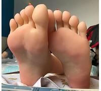 Pie de maniquí de silicona suave de tamaño natural para mujer, maniquí de pie falso realista para exhibir joyas, sandalias, calcetines y arte.(Wheat Color,One pair)