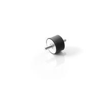 Pie de máquina, elemento de goma y metal con perno roscado unilateral y rosca interior unilateral, tope de goma tipo B (M12 x 37, 75 x 40)
