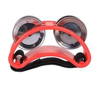 Pie de percusión de pandereta con abrazaderas de acero para cajón y guitarra, color rojo