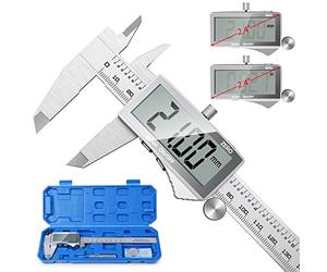 Pie de Rey Digital,Preciva Calibrador digital electrónico de acero inoxidable de 150mm/6pulgadas,Gran Pantalla LCD,Micrómetro de alta precisión,Medida de Diámetro Interior,Exterior,Profundidad