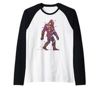 Pie Grande Sasquatch Flower Power Locos Viejos Hippies Camiseta Manga Raglan