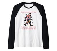 Pie Grande Sasquatch Flower Power Viejos Hippies Camiseta Manga Raglan