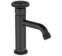Pie Grifo Lavabo Industrial Latón Acabado Negro Estilo Retro Mezclador Cerámica