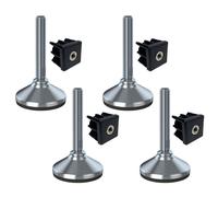 Pie inoxidable M16x100 80mm base tiene almohadilla de goma + inserto 40x40x2mm - Juego de 4