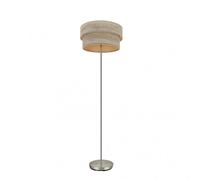 Abrila Smile Níquel/Madera Gris - Lámpara Pie Salón Moderno 1Xe27