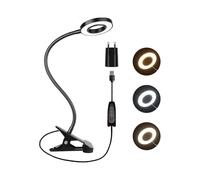 Piece 5W Black Desk Lamp with Clamp and Adapter, 48 LED Tattoo Lamp, 3 Color and 10 Intensity, Flexible LED USB Lamp, Clip Reading Light to Child's Be