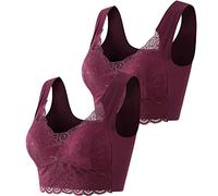 Piece Lace Bra Plus Size Women Underwear Bralette Crop Top Sexy Women's Large Tube Push Up Laced, Purple, XXL(Red,M)
