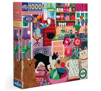 Piece & Love-Piece&Love Kitchen-1000 pc Eeboo Pets In The Kitchen-Puzzle de 1000 Piezas de cartón Reciclado y Tinta Vegetal, x 58,5 cm PZT121