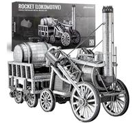 Piececool Puzle 3D Metal Flocomotora de vapor de cohete, transporte clásico, kit de construcción de maquetas, acero inoxidable, rompecabezas 3D, kit de maqueta, regalo, regalo de cumpleaños