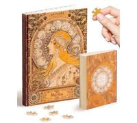PieceRelax Diario de rompecabezas para adultos, Alphonse Mucha, portada de libro A5, rompecabezas único del zodiaco regalo y decoración del hogar con rompecabezas de plástico para cuaderno [YA1056]