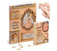 PieceRelax Diario de rompecabezas para adultos, Alphonse Mucha - The Art Palace - Portada de libro A5, regalo y decoración del hogar con rompecabezas de plástico para cuaderno [YA1058]