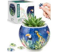 PieceRelax Puzzle 3D Forma de Maceta - Bird of Paradise [K1106], Maceteros Redondos Pequeños con Drenaje, 80 Piezas de Plástico