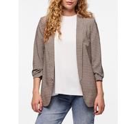 Pieces Blazer de mujer estampada con mangas 3/4 y cuellos de solapa. Marrón 40/L