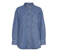 Pieces Blusa de Manga Larga para Mujer Pcmaisie LS Denim Noos BC, Medio De Mezclilla Azul, S