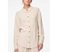 Pieces Camisa de lino de manga larga de mujer.. Natural 34/XS