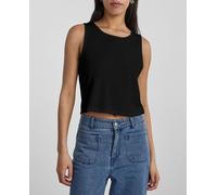 Pieces Camiseta crop top de mujer sin mangas de canalé. Negro 36 (S)