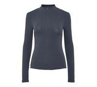 PIECES Camiseta de Manga Larga para Mujer Pckitte Zip LS T-Neck Top Noos BC, Ombre Blue., L