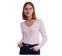 Pieces Camiseta de Manga Larga Pcbarbera LS Lace Top Noos BC para Mujer, Blanco Brillante., M