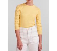Pieces Camiseta de mujer de manga larga y cuello redondo con tejido canalé. Amarillo 38 (M)